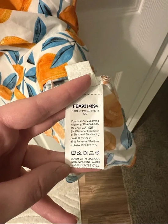 Women’s Orange Print Puff-Sleeve Summer Dress - Picture 4 of 6